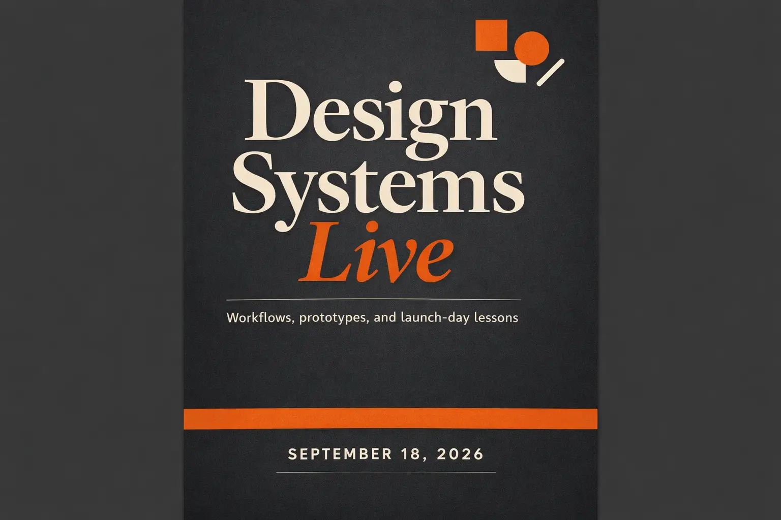 A conference launch poster with a bold headline and smaller supporting text arranged in a clean visual hierarchy.