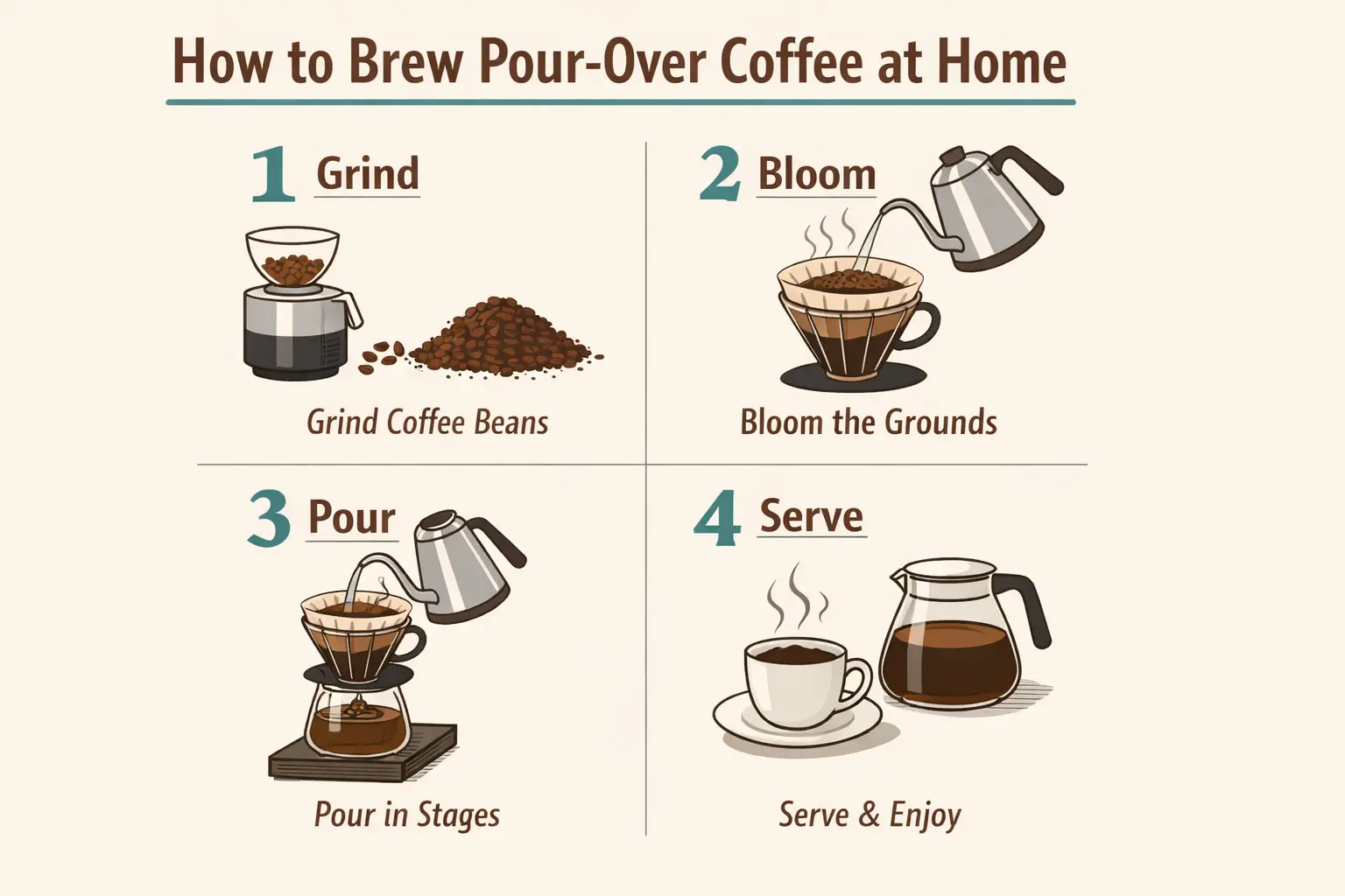 A step-by-step how-to explainer diagram with numbered panels and short, clear text labels.