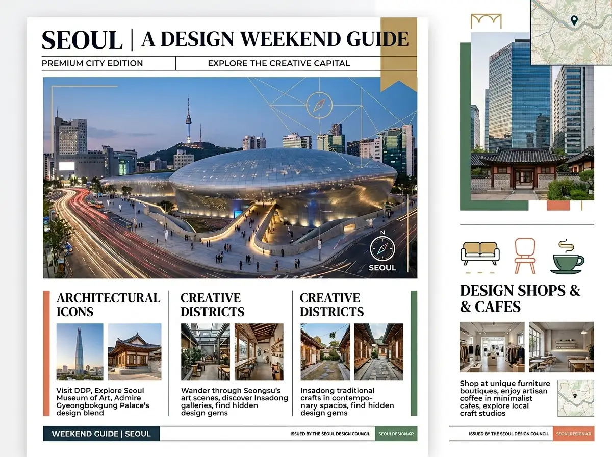 A grounded city guide poster with organized local details and a clean, easy-to-navigate layout.